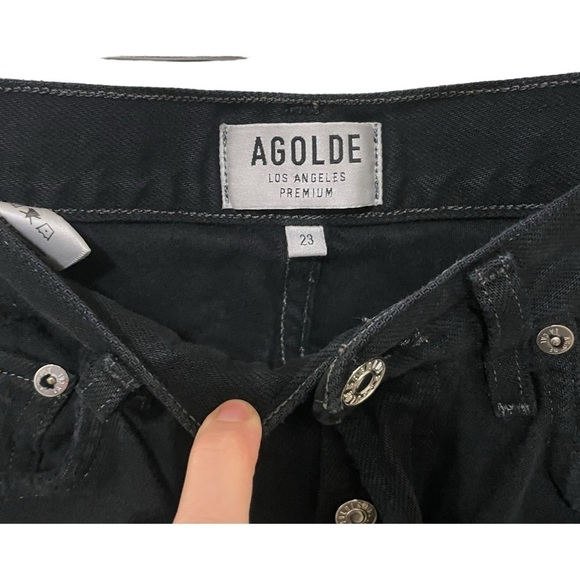 Agolde Riley High Rise Raw Hem Cropped Jeans, Size 23 - Picture 3 of 9
